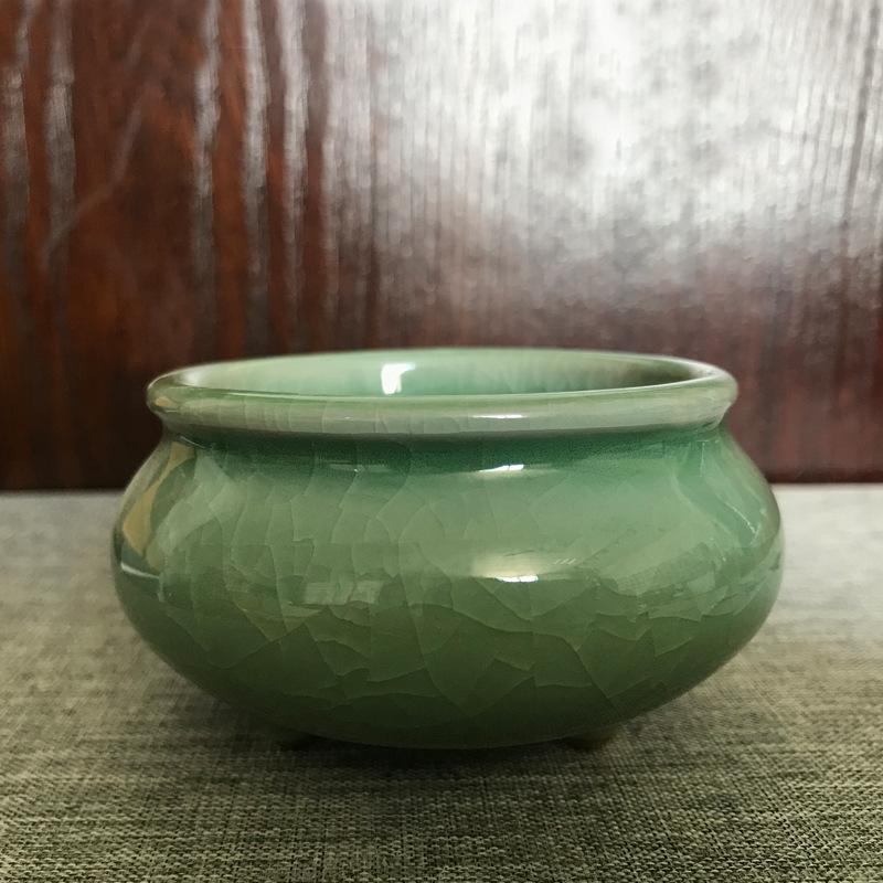Celadon Imitation Temple Double Ear Ceramic Thread Incense Burner Temple Buddha Furniture Ceramic Sandalwood Incense Burner