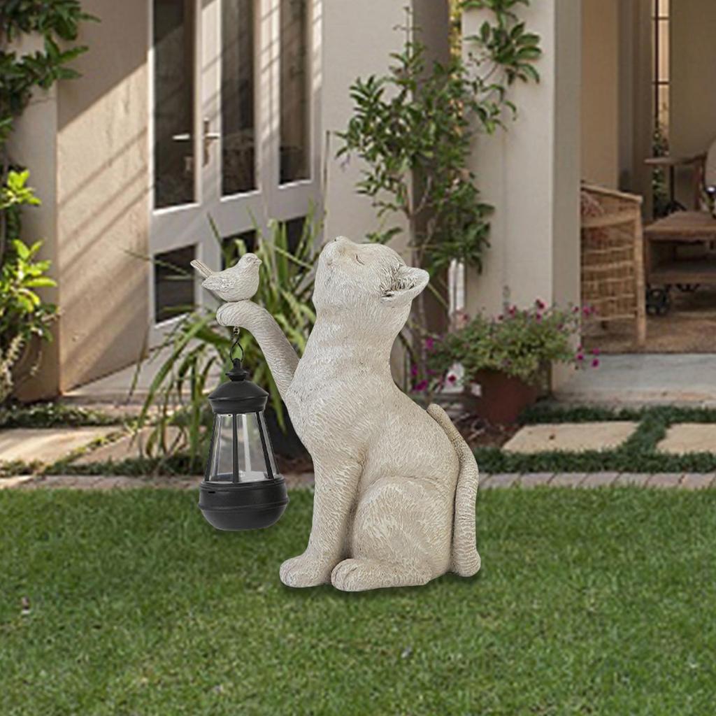 Cat Solar Light Gifts Crafts Modern with Solar Lantern Cat Outdoor Statue Cat Figurine for Garden Patio Yard Housewarming Gifts