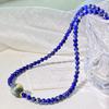 Natürlicher Lapislazuli Tigerauge Stein Design Halskette Schlüsselbein Kette Pullover Kette