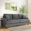 Large 3-Seater Corduroy Sofa In Grey, Scandinavian Sofa with 3 Cushions and 2 Pillows for the Living Room, 220×76×84cm