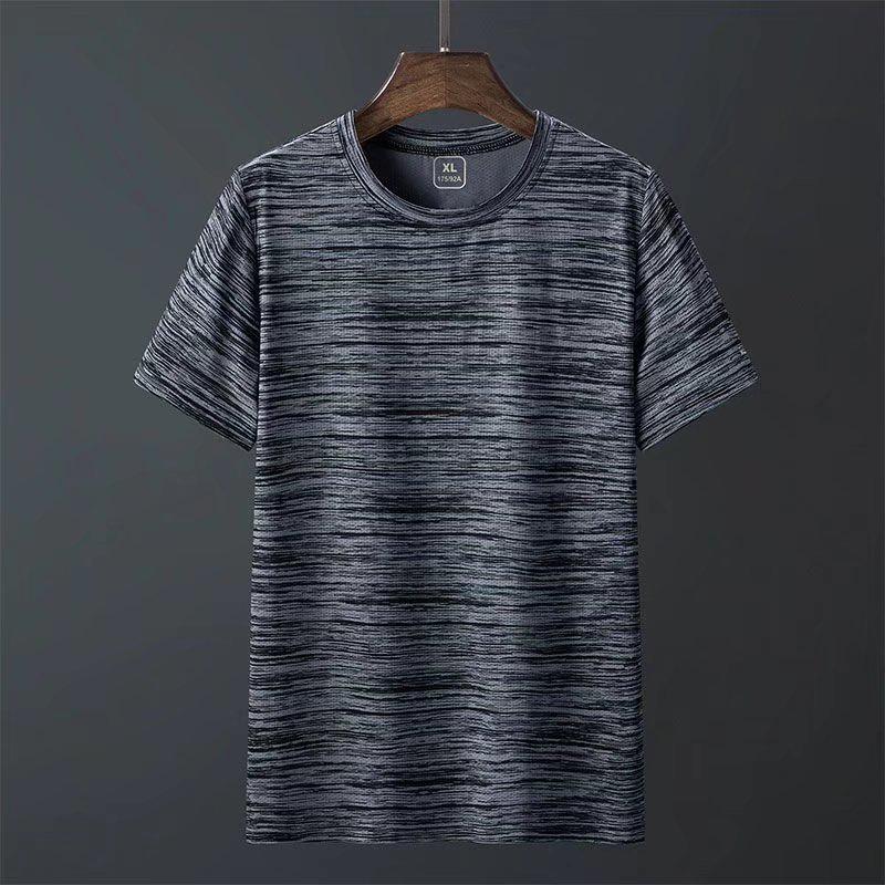 Men's Elastic Quick-Dry Breathable Ice Silk T-Shirt - Lightweight, Sweat-Absorbent, Short-Sleeve for Running and Fitness
