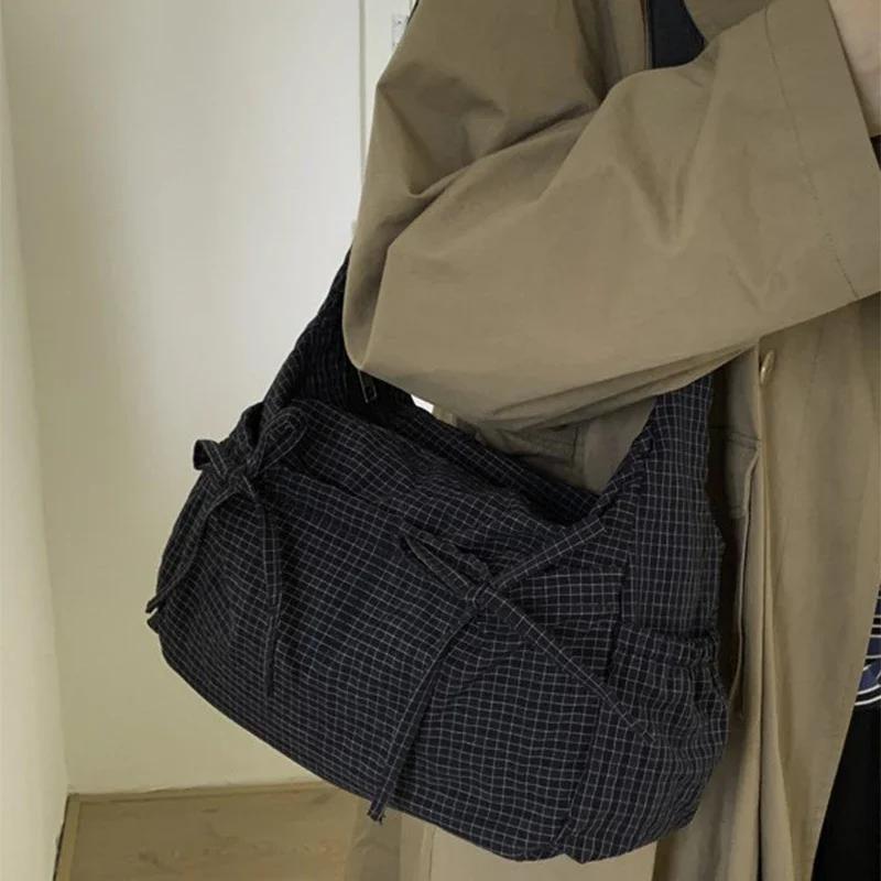 Koreański Styl Vintage Kratka Jednoramienna Torba Duża Pojemność Wszechstronna do Szkoły Pracy Dojazdów Unisex Nylonowa Torba na Ramię