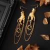 Gotische Hip Hop Goldfarbe Hände Sonne Mikro-Inlay Edelstein Metallkette Quasten Hängeohrringe für Damen Halloween Party Schmuck