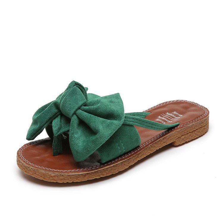 Slippers Women's Summer New Korean Version Flat Heel Fashion Outer Wear Bow Toe Cool Slippers