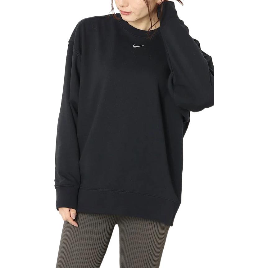 Nike Logo Knit Crew Neck Sweatshirt Women Tops Black DD5468-010
