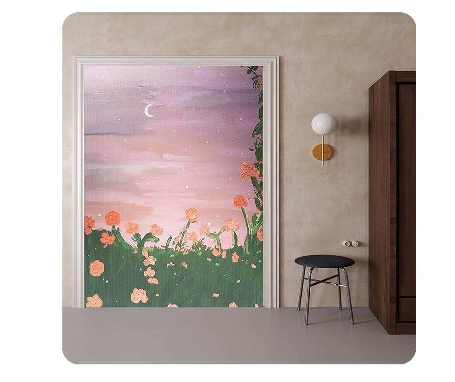 Pastorale Style Oil Painting Window Film Small Fresh Plants Glass Sticker Privacy Protection Static Stained Glass Films Decor