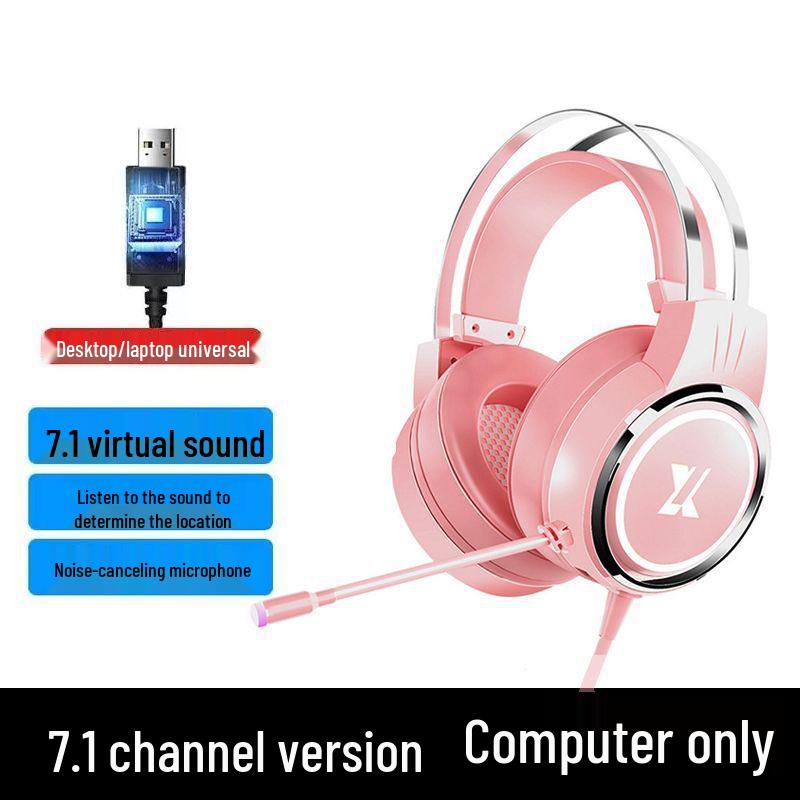 

2025 Накладная проводная игровая гарнитура с микрофоном, шумоподавлением, 7.1-канальный звук PC Universal + HD Noise-Canceling