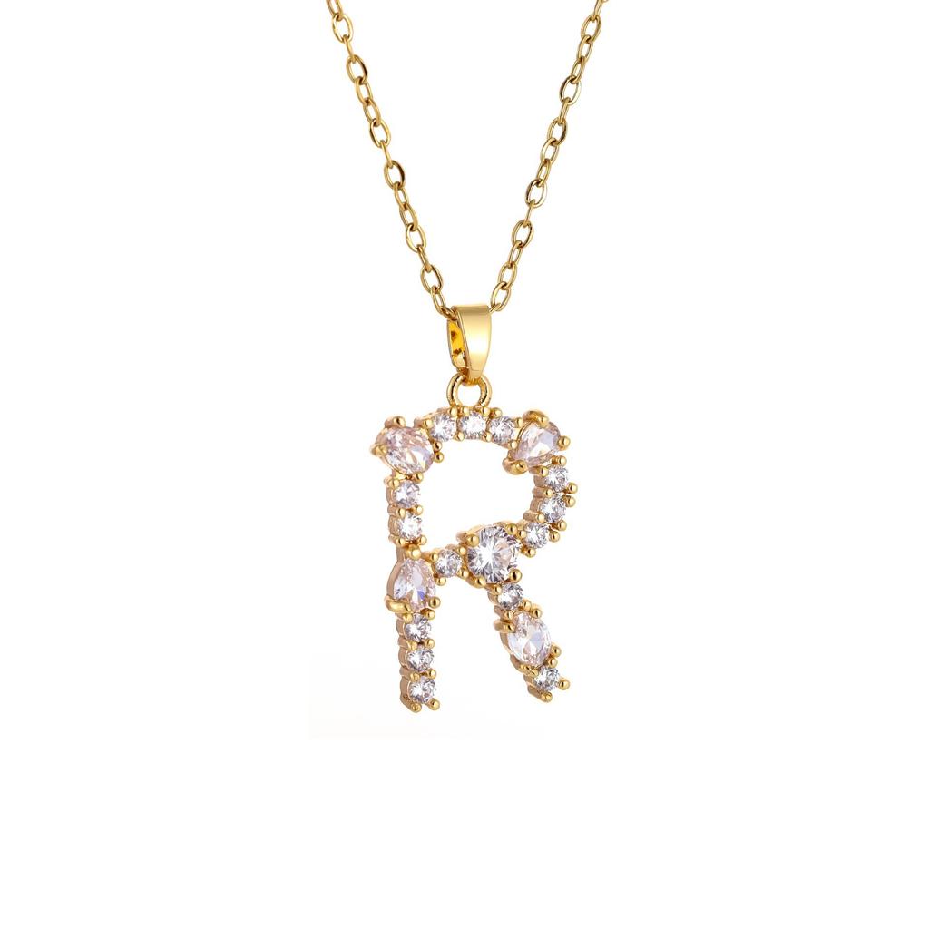 Luxury 26 Letter Necklace Women Unique Design White Zircon Crystal Collarbone Chain Party Jewelry Christmas Gift