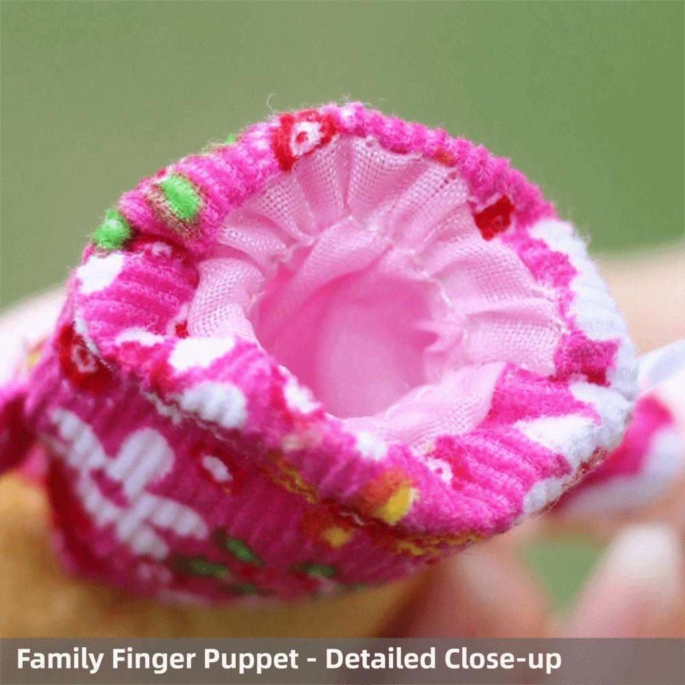 6Pcs Cloth Velvet Finger Puppets Set Soft Plush Finger Toys Grandparents Family Dolls  Role Play