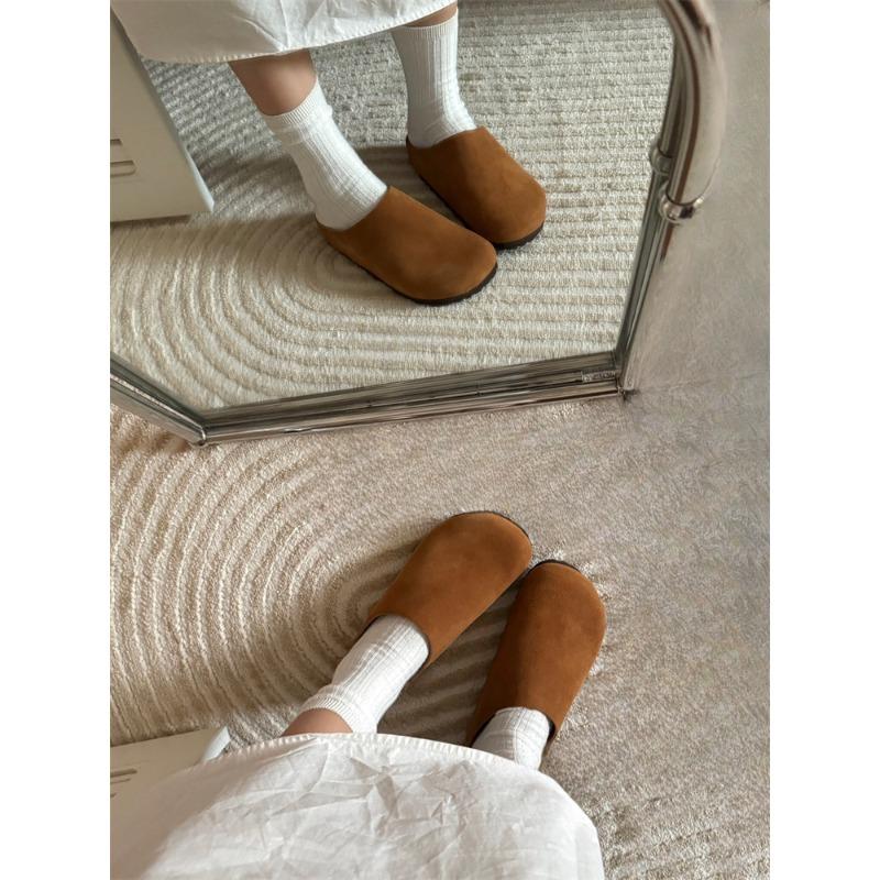 Pure original autumn and winter new retro ugly cute thick-soled bag head slippers women's outer wear