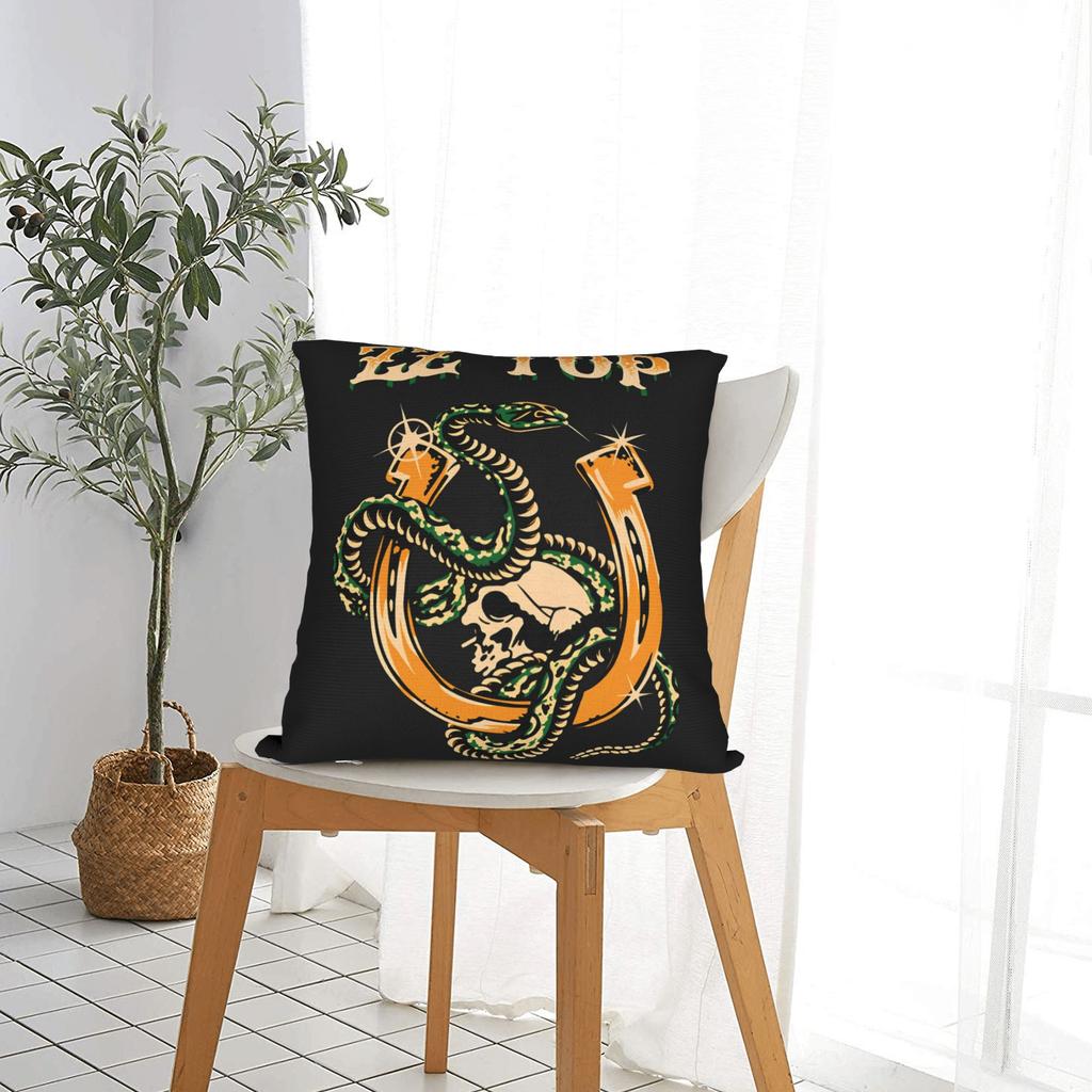 Band Zz Top Kissenbezug Retro Trendiger Kissenbezug für Sofa Schlafzimmer Heimdekoration Design Kissenbezüge Geburtstagsgeschenk