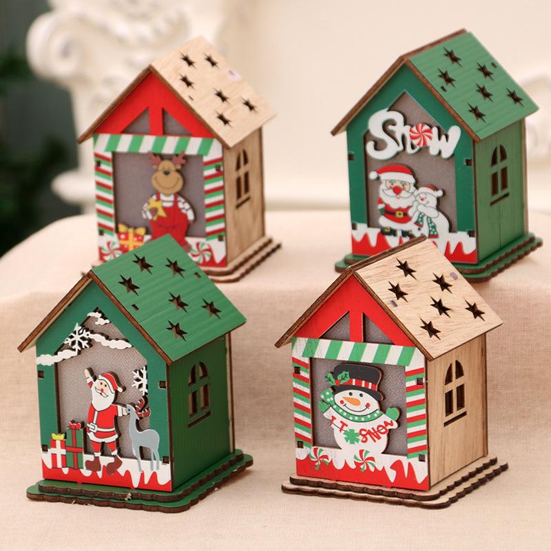 Christmas Gift Decorations Christmas Wood House Children's Handmade DIY Christmas Tree Decoration Cabin