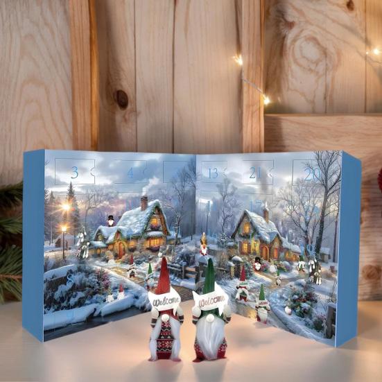 Gnome Advent Calendar 2025 24 Day Christmas Countdown Calendar with 24 Pcs Mini Gnomes Ornaments Collectible Dwarfs Figures for Holiday Home Decor