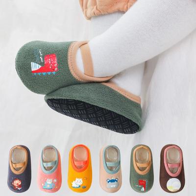 Baby Boys Girls Shoes First Walkers Winter Indoor Outdoor Slippers Infant Crib Floor Shoes with Rubber Sole Anti-slip