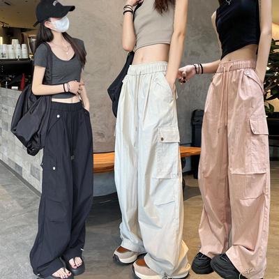 Women's Quick-Dry Multi-Pocket Hiking Joggers, Windproof Wide-Leg Sports Pants