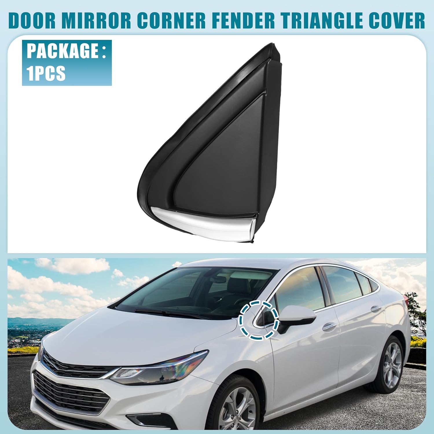 

Front Left Door Mirror Corner mudguard Triangle Cover No.84106815 for Chevrolet Cruze 2016-2019 Plastic Black