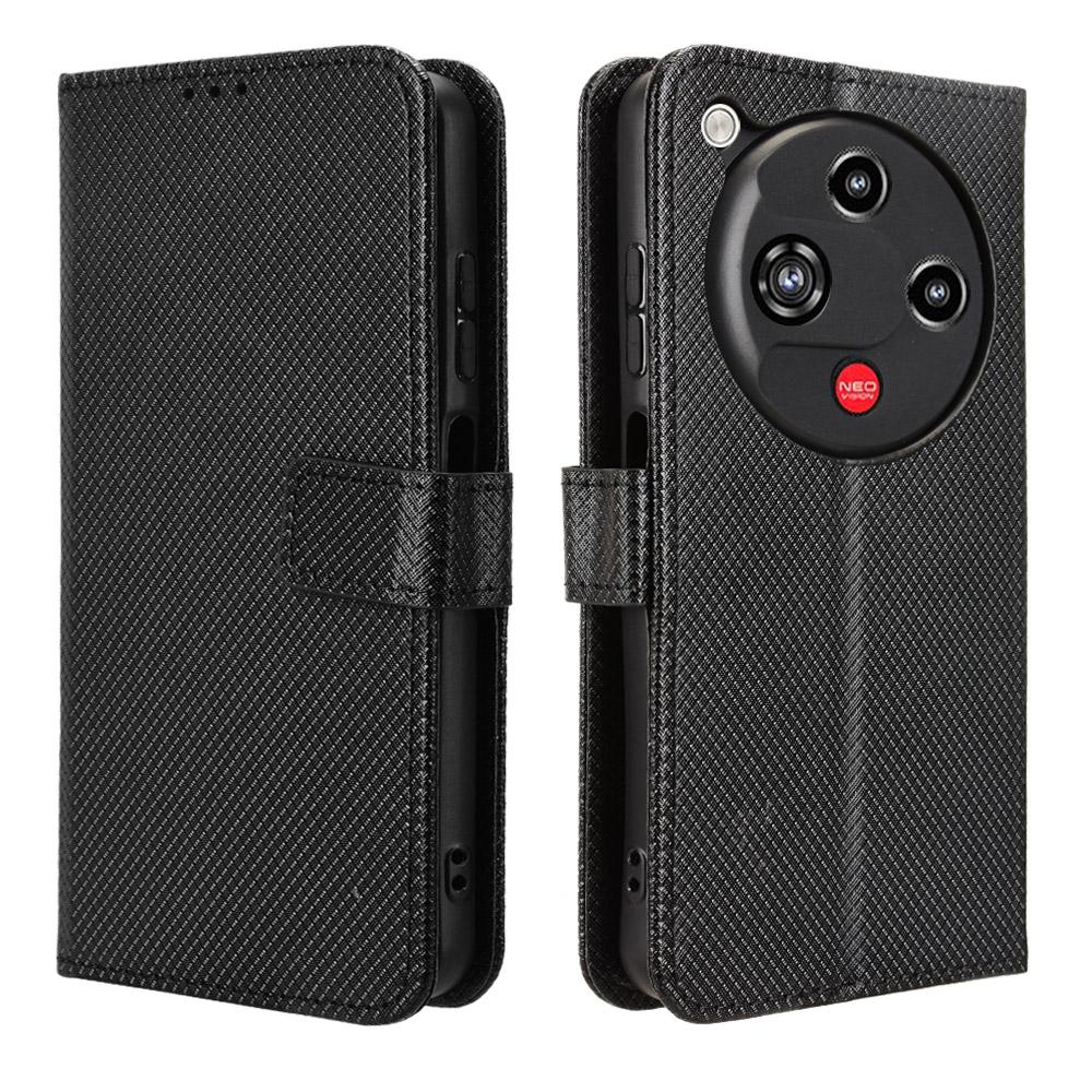 For ZTE nubia Focus 2 5G Leather Wallet Case with Strap Diamond Texture Phone Cover