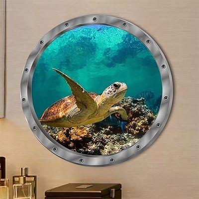 Bathroom Pvc Decals Underwater Fish Wall Stickers Waterproof Capybara Dolphin Tortoise Stickers Washing Machine Decoration