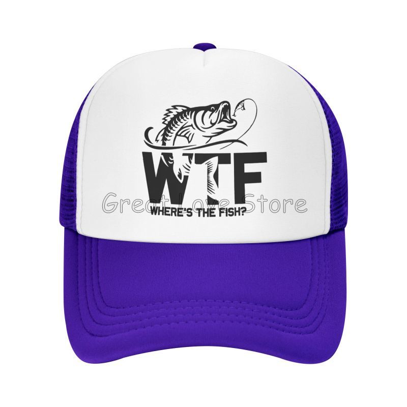 WTF Where's The Fish Print Mesh Baseball Cap Unisex Adjustable Snapback Caps Dad Fishing Hat Summer Sun Protection Hats