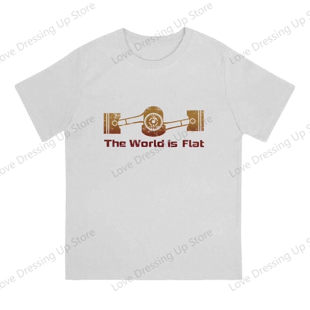 100 Cotton Tshirt T Shirt Unisex The World Is Flat Engine Summer Casual Short Sleeves S6xl