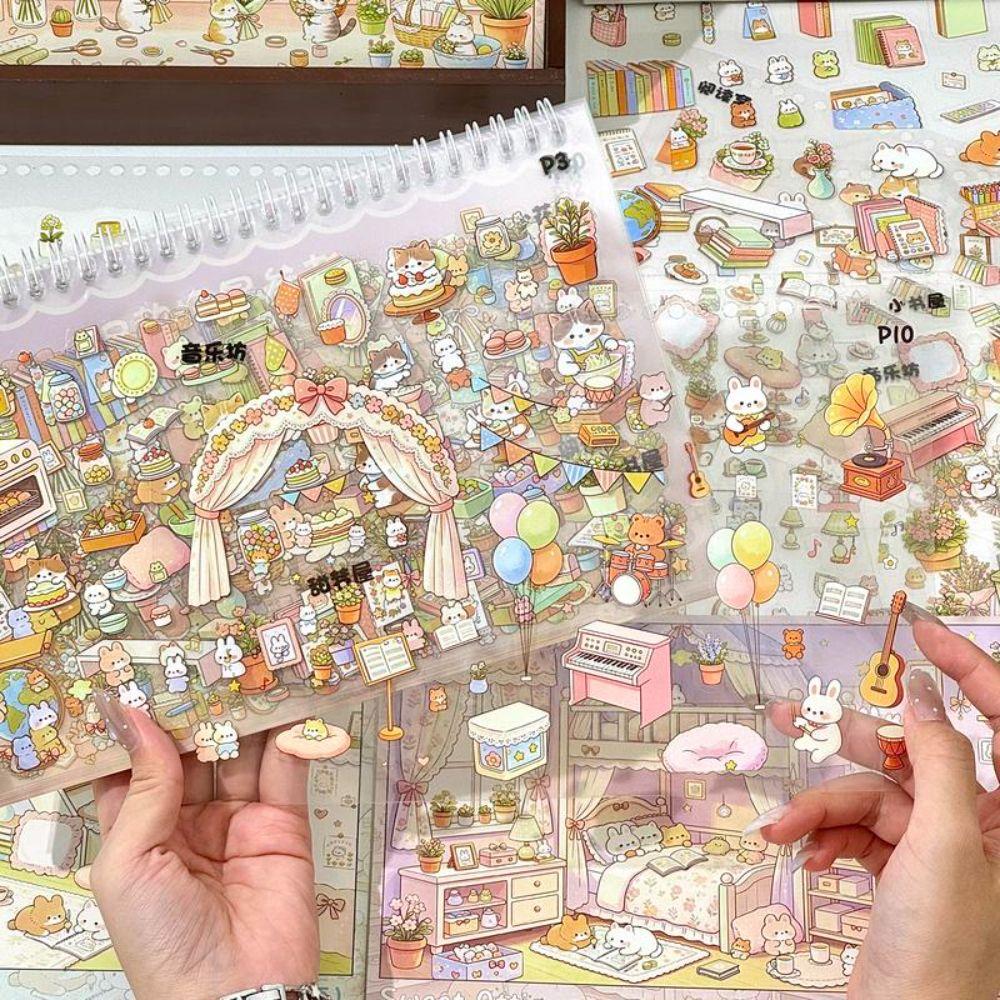 Cute Cartoon Style Scene Building Sticker Book Scrapbook Stickers  Scrapbook Decorating