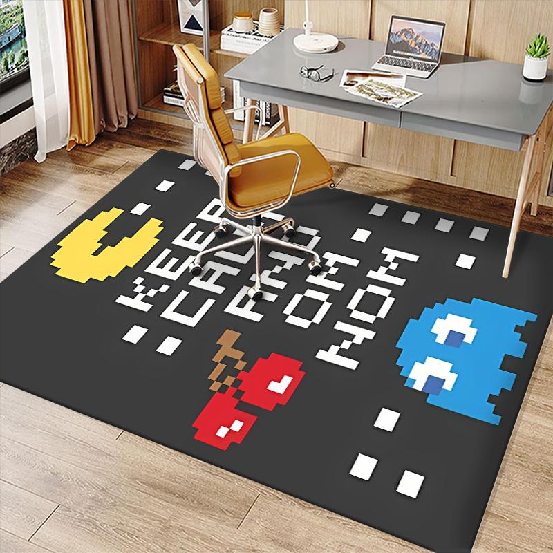 P-PacMan Game Printed Absorbent Washable Carpet, Non-Slip Bathroom Mats, Kitchen Rugs, Yoga Mat,Living Room Entrance, Camping Picnic Rugs