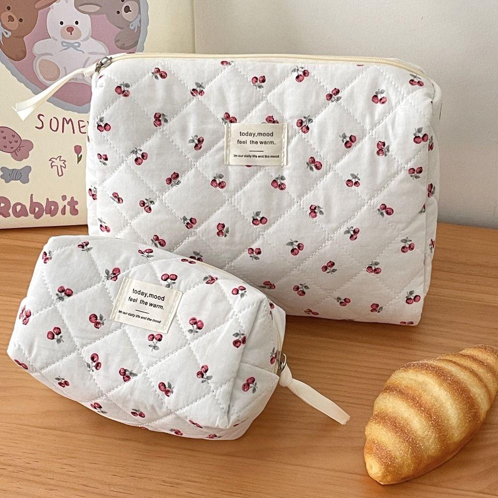 Floral Toiletry Cosmetic Pouch Flower Printed Makeup Lipstick Case Stationery Storage Bag  Casual