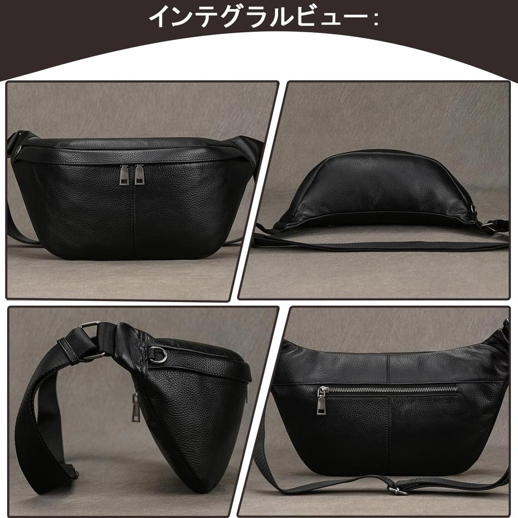 Waist genuine body crossbody waist smartphone wallet for black bag, leather, men's bag, 2-way, one-shoulder bag, leather, bag, outdoor, pouch,