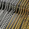 Men's Necklace Round Miami Cuban Link Chain Gold Color Stainless Steel Punk Boy Male Colar Gifts 24"