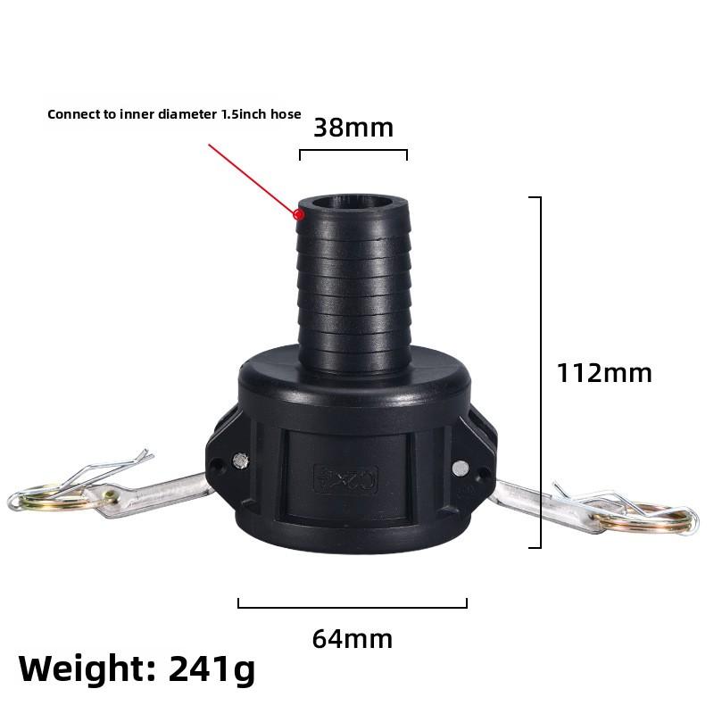 S60*6 IBC Tank Adapter PP Material Camlock Fitting, Type C, 64mm Female Camlock Coupler X 1" 1.5'' 2" Hose Shank