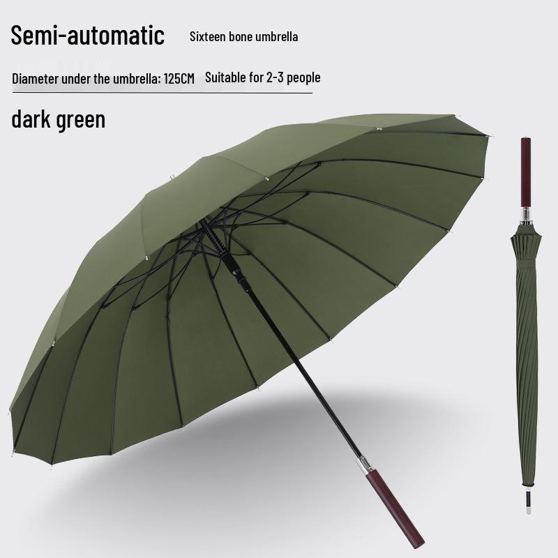 Luxurious Solid Wood Long Handle Umbrella - Men's Reinforced Extra Large Retro Wind & Storm-Proof Dual-Use Umbrella