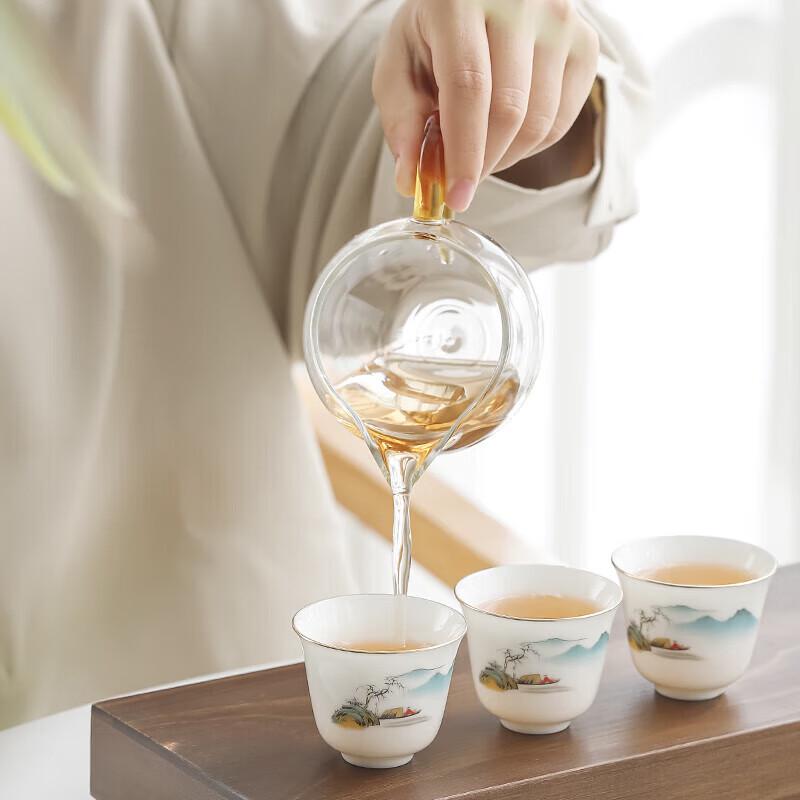 Elegant 7-Piece Mutton-fat Jade Ceramic Tea Set