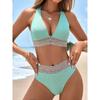 Sexy High Waist Bikini 2025 Women Halter Swimwear Female Swimsuit Solid Bathers Swimming Bathing Swim Suit Summer Beachwear