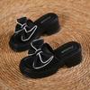 Bow one-word drag versatile platform slippers women wear new summer fashion slippers