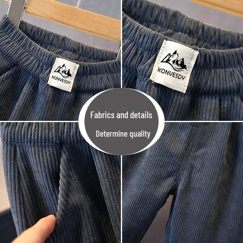 Dětské sametové manšestrové zimní kalhoty - Unisex teplé kalhoty v korejském stylu