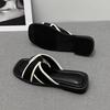 Fashion Women's Slippers and Ladies Sandals Open Toe Low Heel Outside on Beach House Black Indoor Home Slides Shoes Off White Word Flat