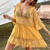 Bikini Cover Up Lace Hollow Out Summer See Through Sun Protection Swimwear Tunic for Beach