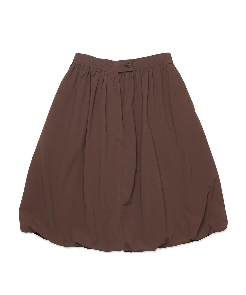 Cotton Bell Shirred Balloon Skirt - Brown