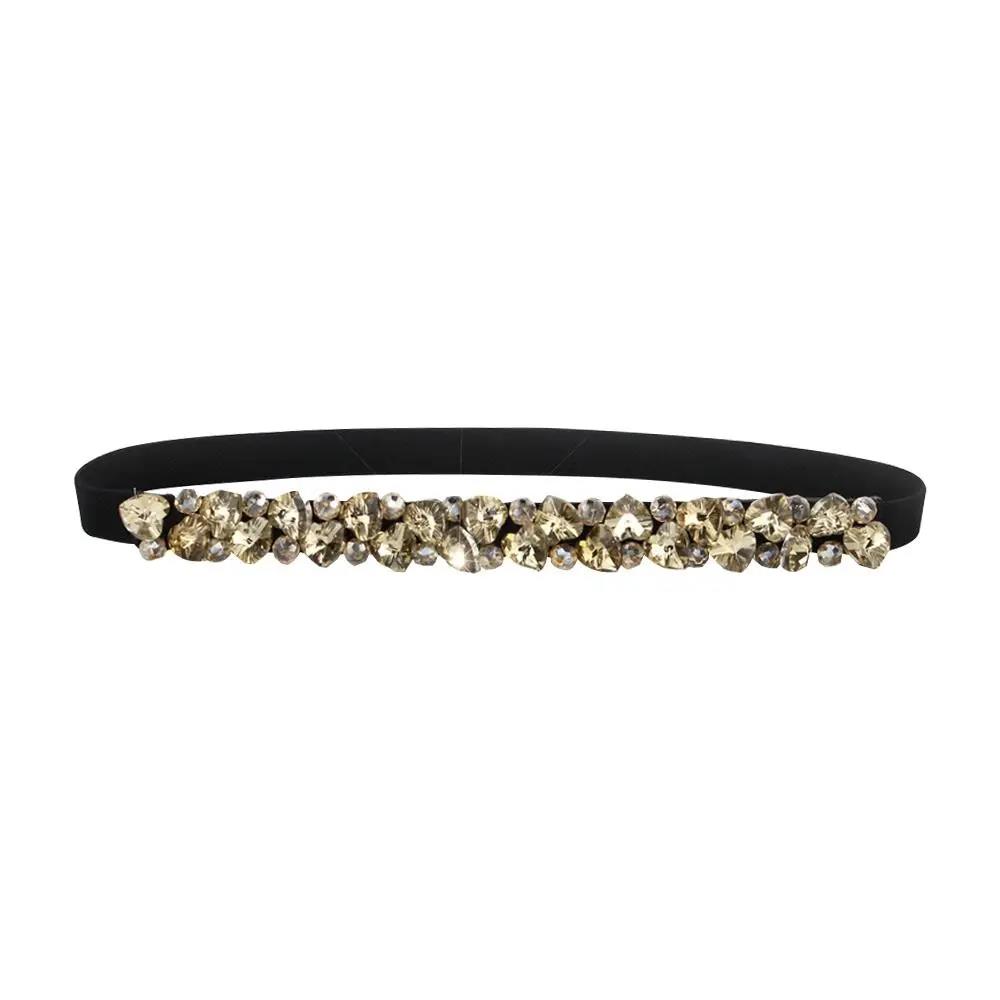 

Fashion Crystal Belts Women Elastic Shining Waist Slim Fit Rhinestone Luxury Ladies Woman For Dress Accesorios золотой