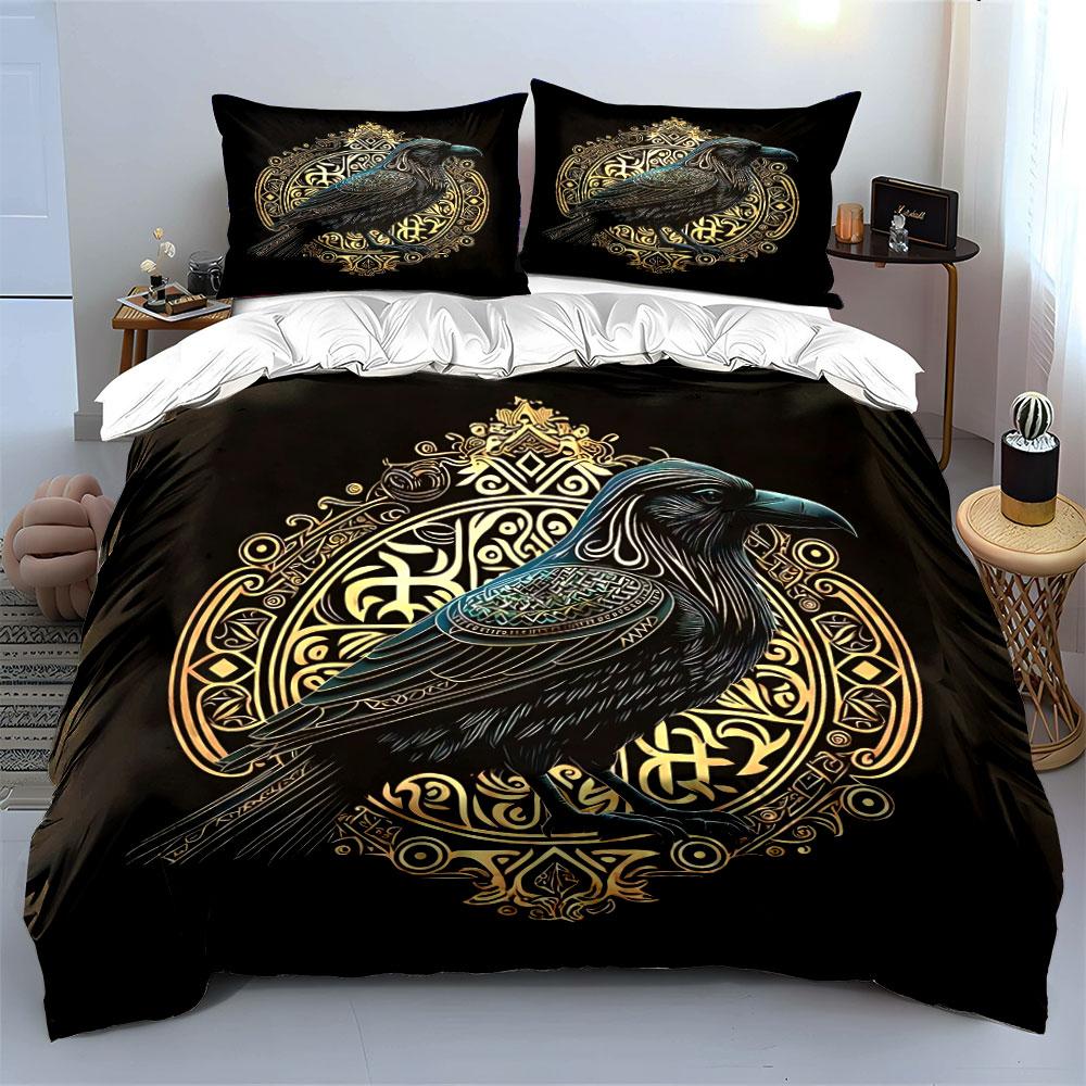 "Raven Art Decor Set Gothic Style" Soft Skin-Friendly Bedding Set Includes 1 Duvet Cover And 2 Pillowcase Gift