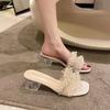 Woman Slippers Medium Heel Lace Shoes for Women On Sale Summer Top Designs 39 Designer Luxury Slides 2025 Slip-resistant Sandals