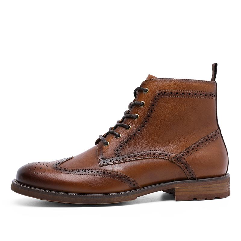 LUXSOLE Męskie Nowe Buty Brogsy ze Skóry Naturalnej Ocieplane Buty Modne Buty,Ciepłe,Duży Rozmiar, Codzienne, Na Sznurowadła, Zamek Błyskawiczny,Prezenty