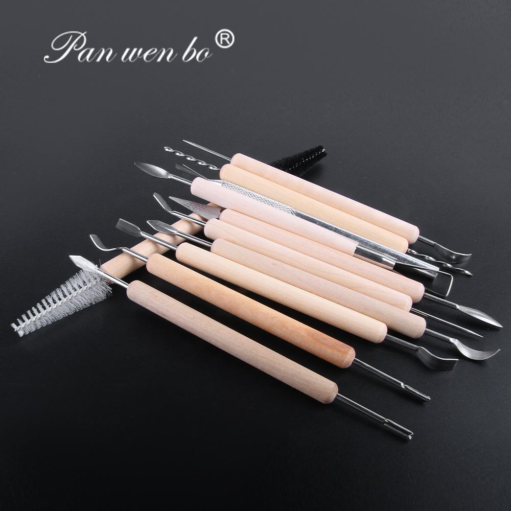 Panwenbo 11-Piece Wooden Polymer Clay Sculpting Tool Set