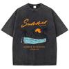 Fashion Women'S Cotton Washed T-Shirts Summer Adventure Sunset Printing Tops Oversize O-Neck Soft Short Sleeve Female Clothes