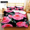Rose Flower Butterfly Art Print Three Piece Bedding Set Fashion Children or Adults for Beds Quilt Covers Pillowcases Bedding Set