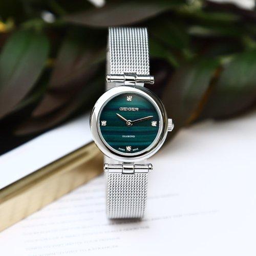 

[GEIGER] GEIGER Women s Diamond Premier Malachite Mesh Watch GE8055WT GE8055WT