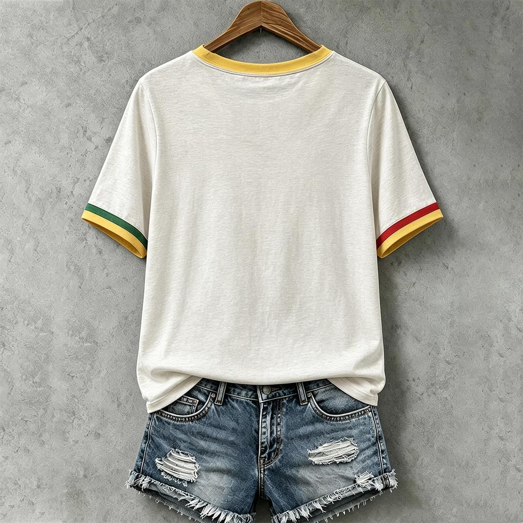 Women's V-Neck Printed Short Sleeve T-Shirt for Casual Daily Wear