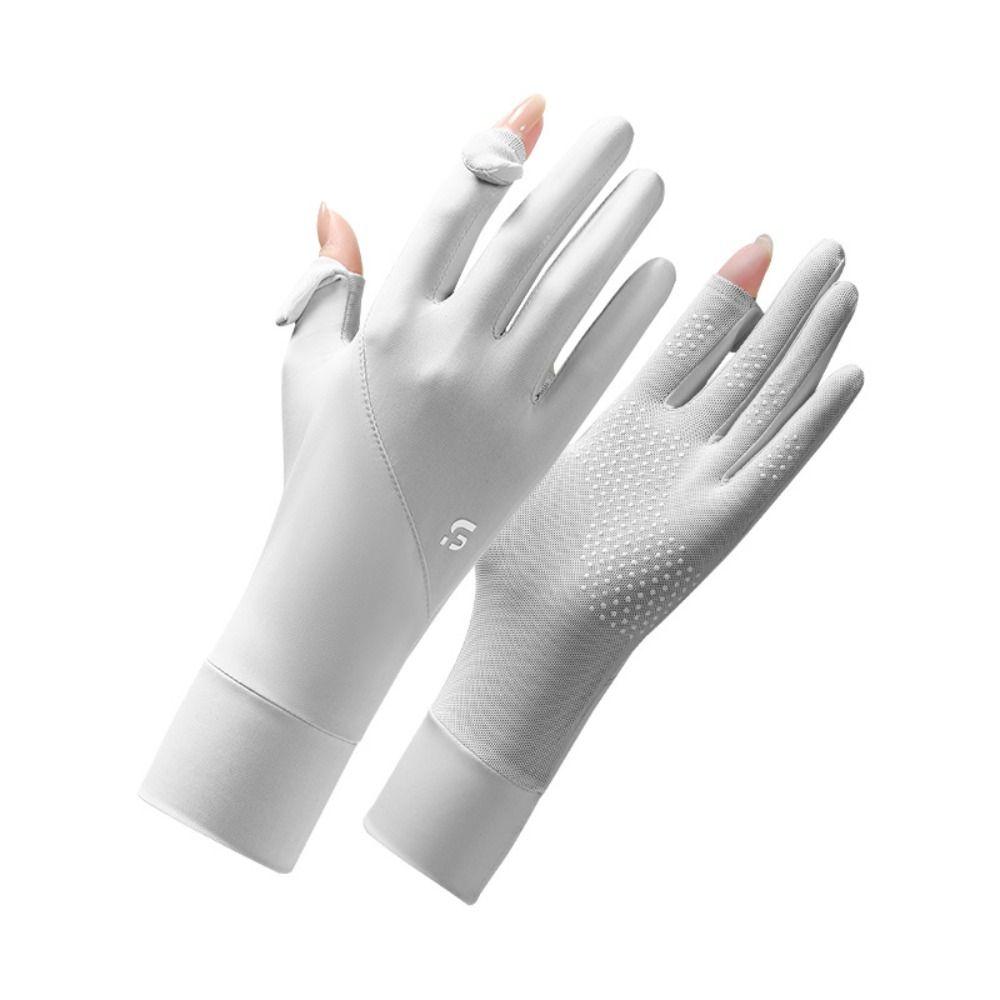 Thin Women Sunscreen Gloves Ice Silk Cycling Driving Gloves  Running Sports