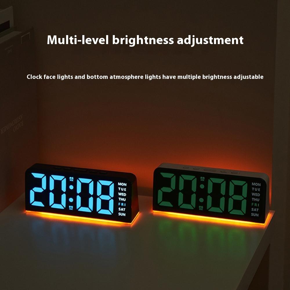 Ceas digital LED GH9001, afișaj mare, cu dată, temperatură, lumină ambientală, ceas deșteptător multifuncțional