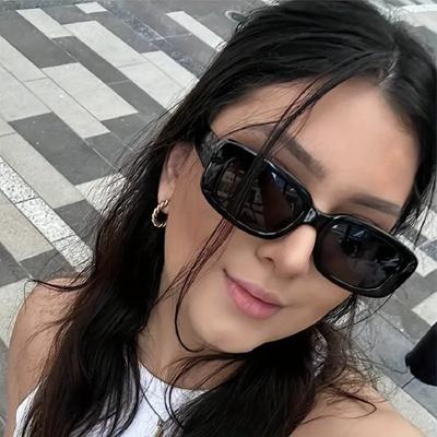 Stylish Black Rectangular Glasses for Women Glossy Durable Plastic Frame Fashion Eyewear for Casual Outfits